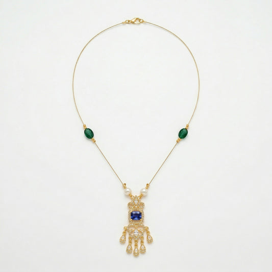 Minimal Luxe American Diamond Pendant Necklace (Gold Plated)