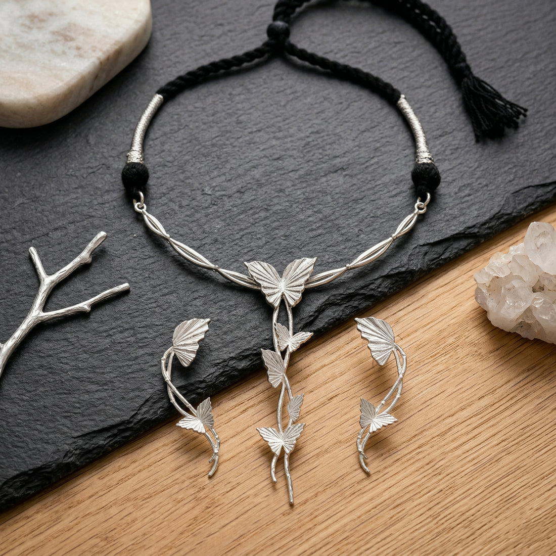 Whispering Vines Silver-Plated Necklace Set