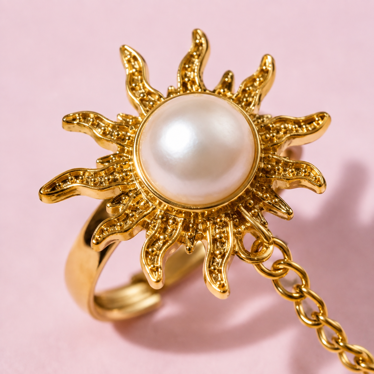 Solara Sunburst Hand Harness Ring Bracelet (Hath Phool)