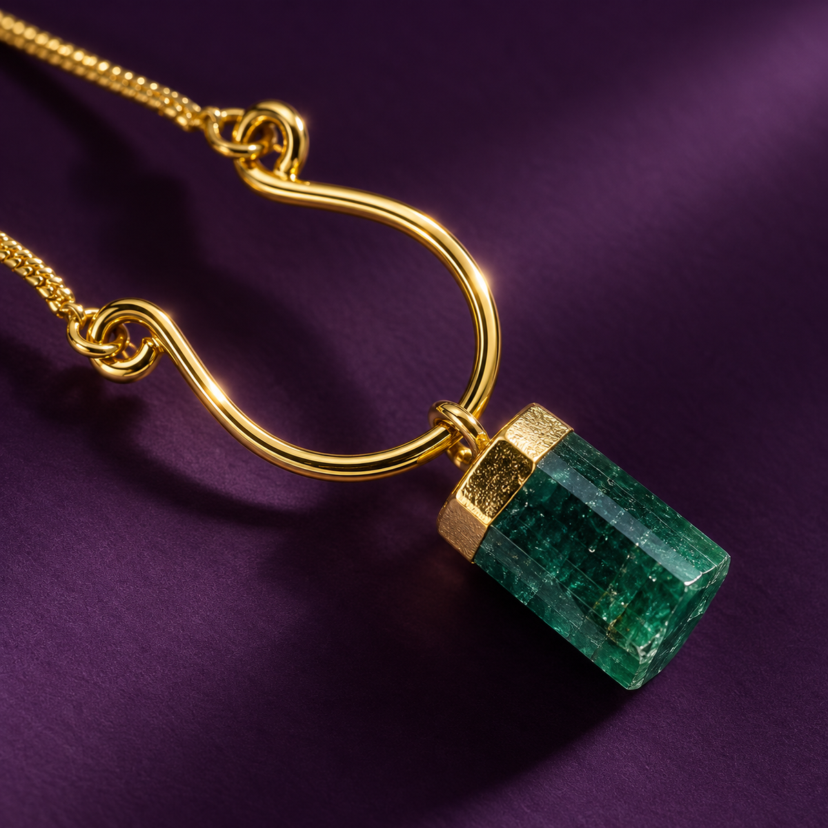 Terrene Raw Gemstone Baguette Pendant Necklace
