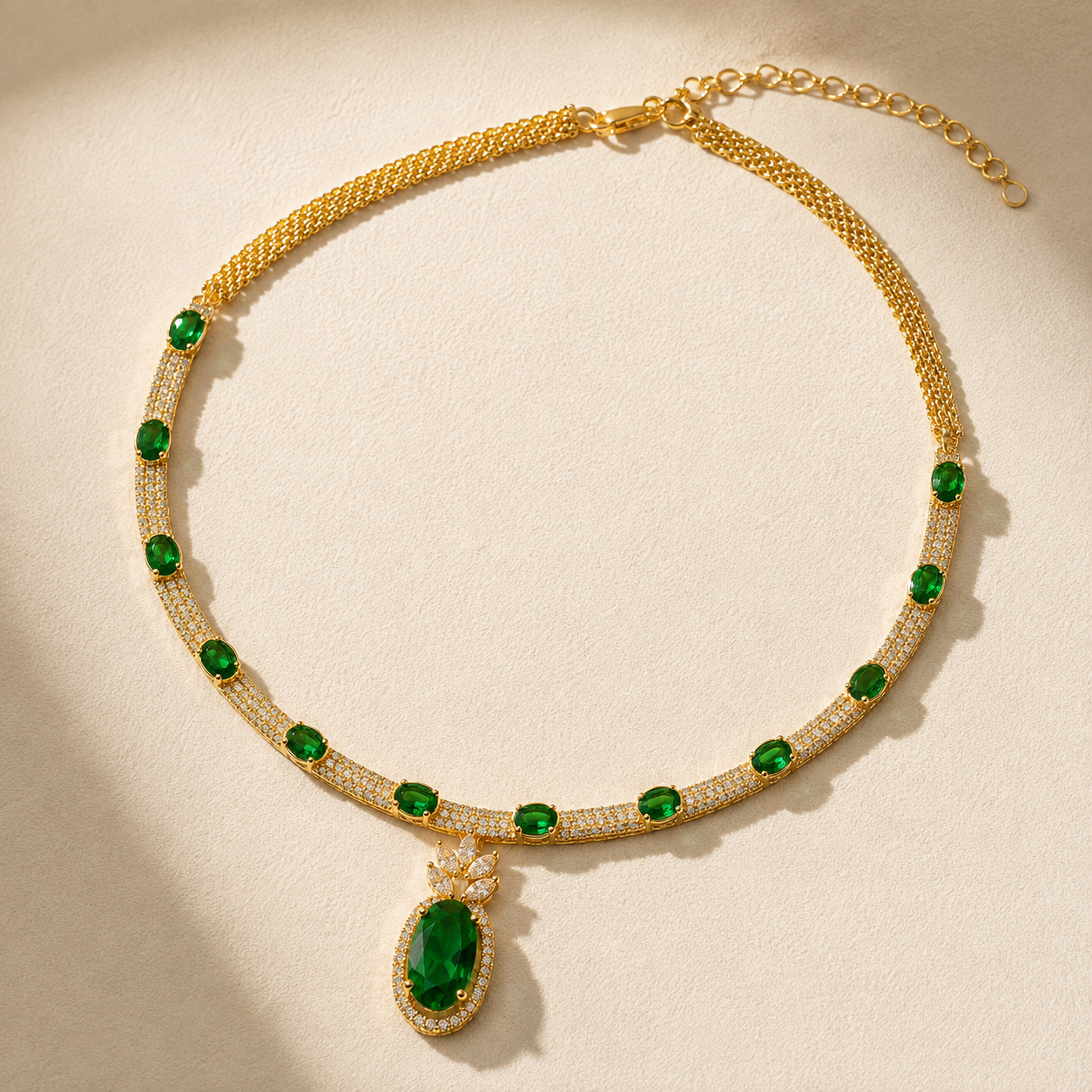Elara AAA American Diamond Statement Necklace & Earrings Set