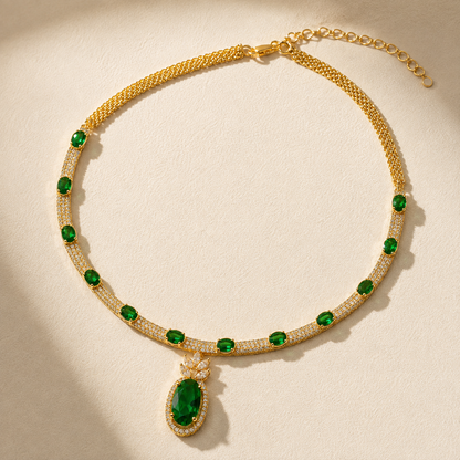 Elara AAA American Diamond Statement Necklace & Earrings Set