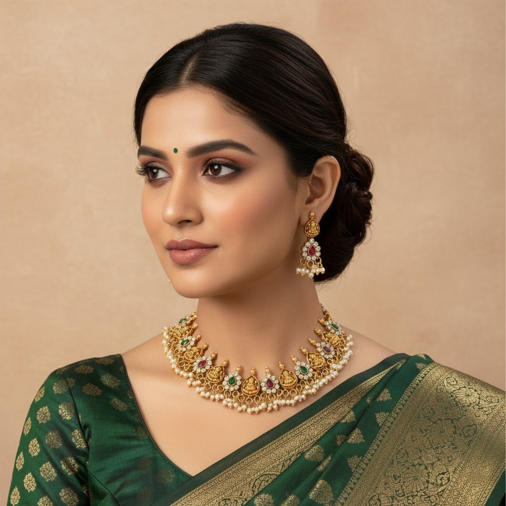 Navratna Devi Coin Necklace Set