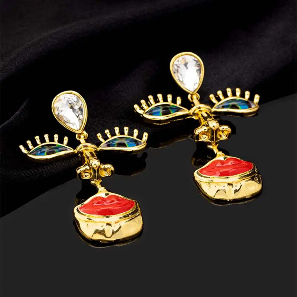 Muse in Motion Enamel Face Statement Earrings