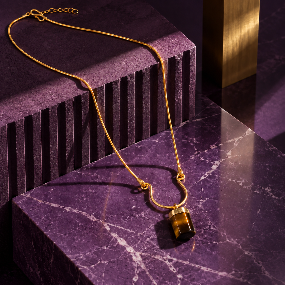 Terrene Raw Gemstone Baguette Pendant Necklace