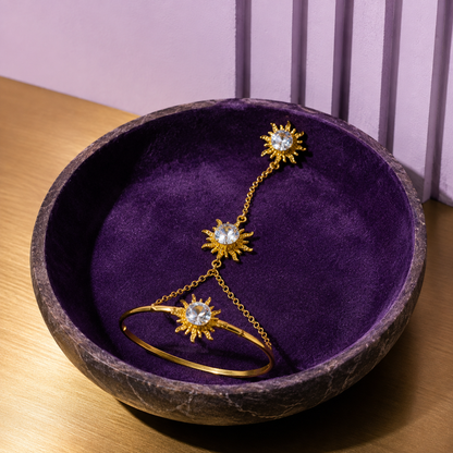 Solara Sunburst Hand Harness Ring Bracelet (Hath Phool)