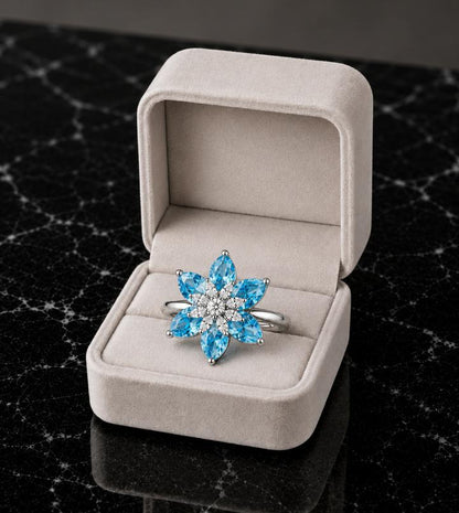 Floral AAA American Diamond Brass Statement Ring| Daisy Flower Cocktail Ring for Women