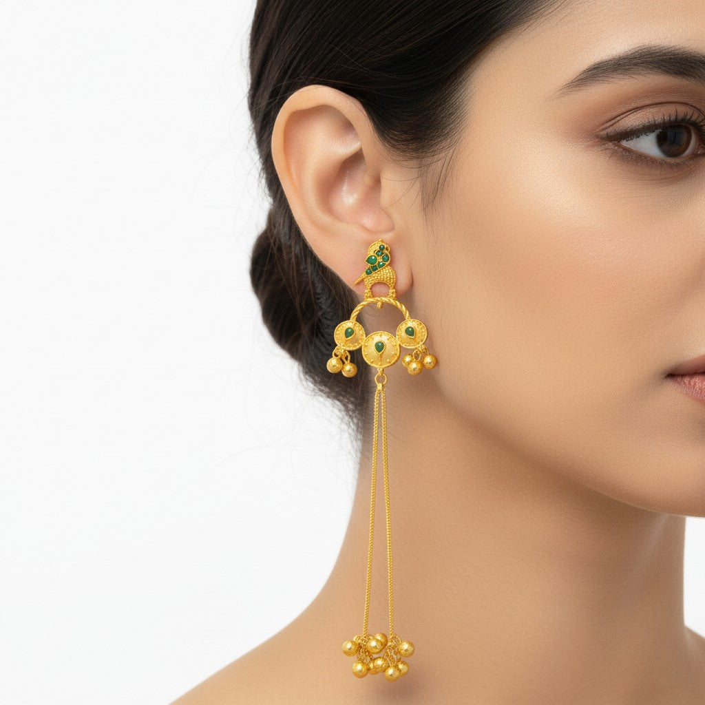 Long Statement Drop Earrings (Glass Stone)
