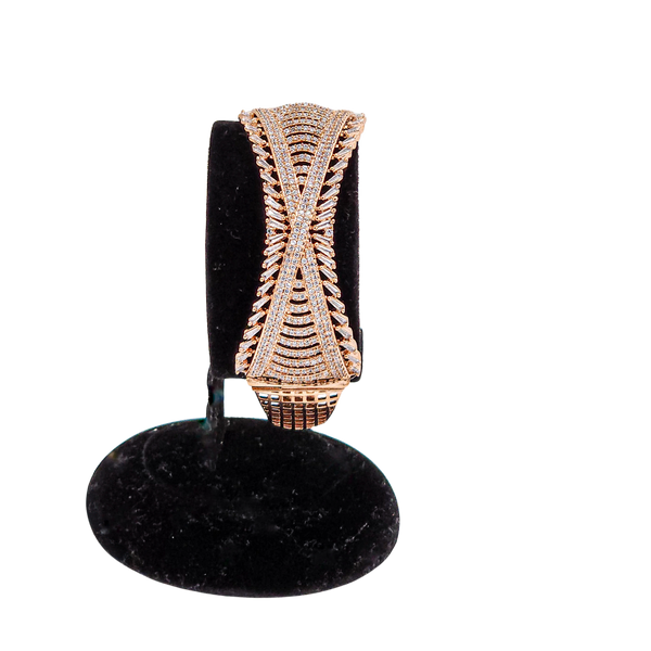 Rose Gold-Plated American Diamond Bangle – Modern Glamour with a Vintage Touch