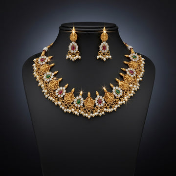Navratna Devi Coin Necklace Set