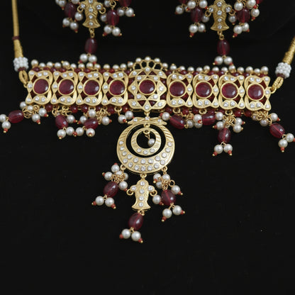 Rajwada 22K Gold Plated AD Bridal Choker Set
