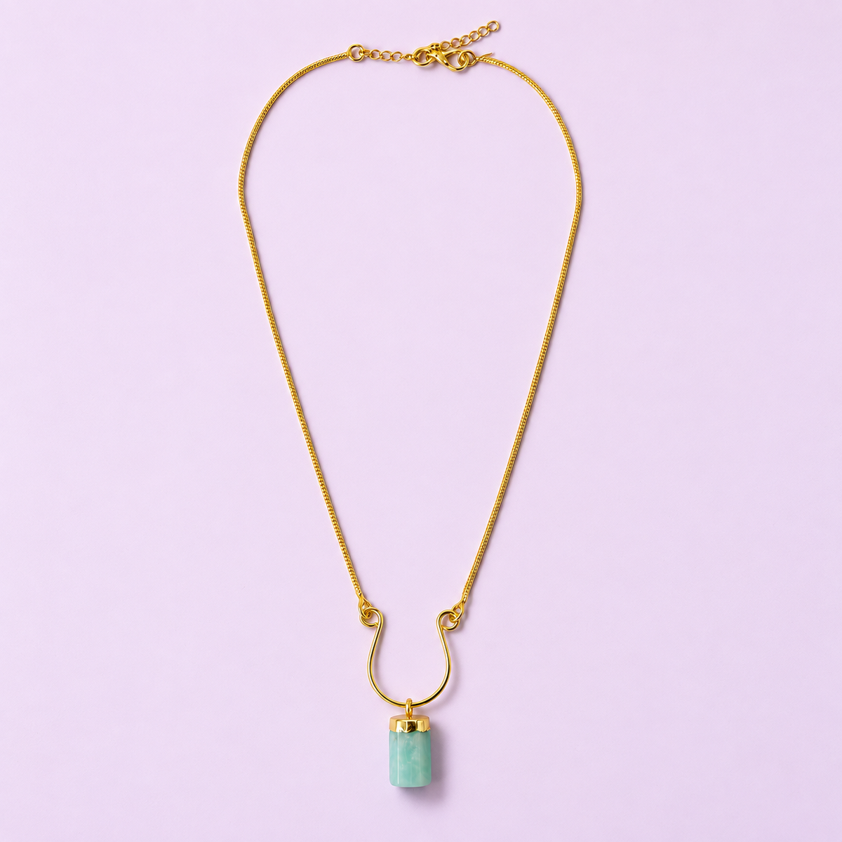 Terrene Raw Gemstone Baguette Pendant Necklace
