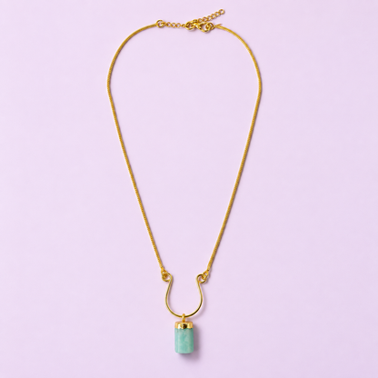 Terrene Raw Gemstone Baguette Pendant Necklace