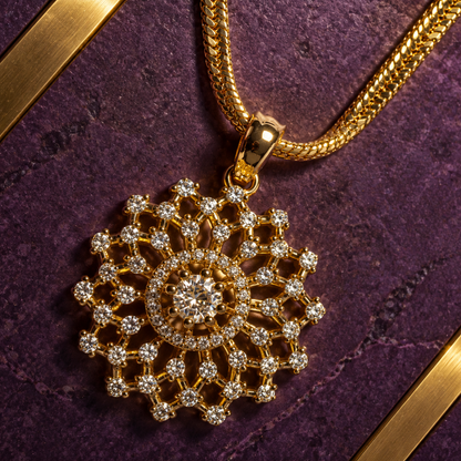 Suryamukhi Sunburst Floral Pendant Set with Matching Studs