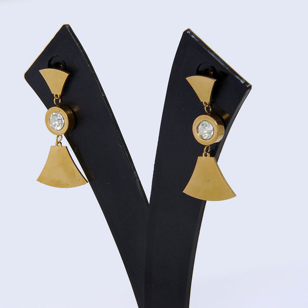 Golden Fan Glam Drop Earrings