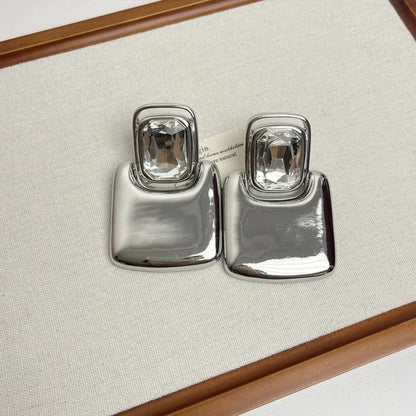 Mirror Muse Geometric Glass Stone Statement Earrings