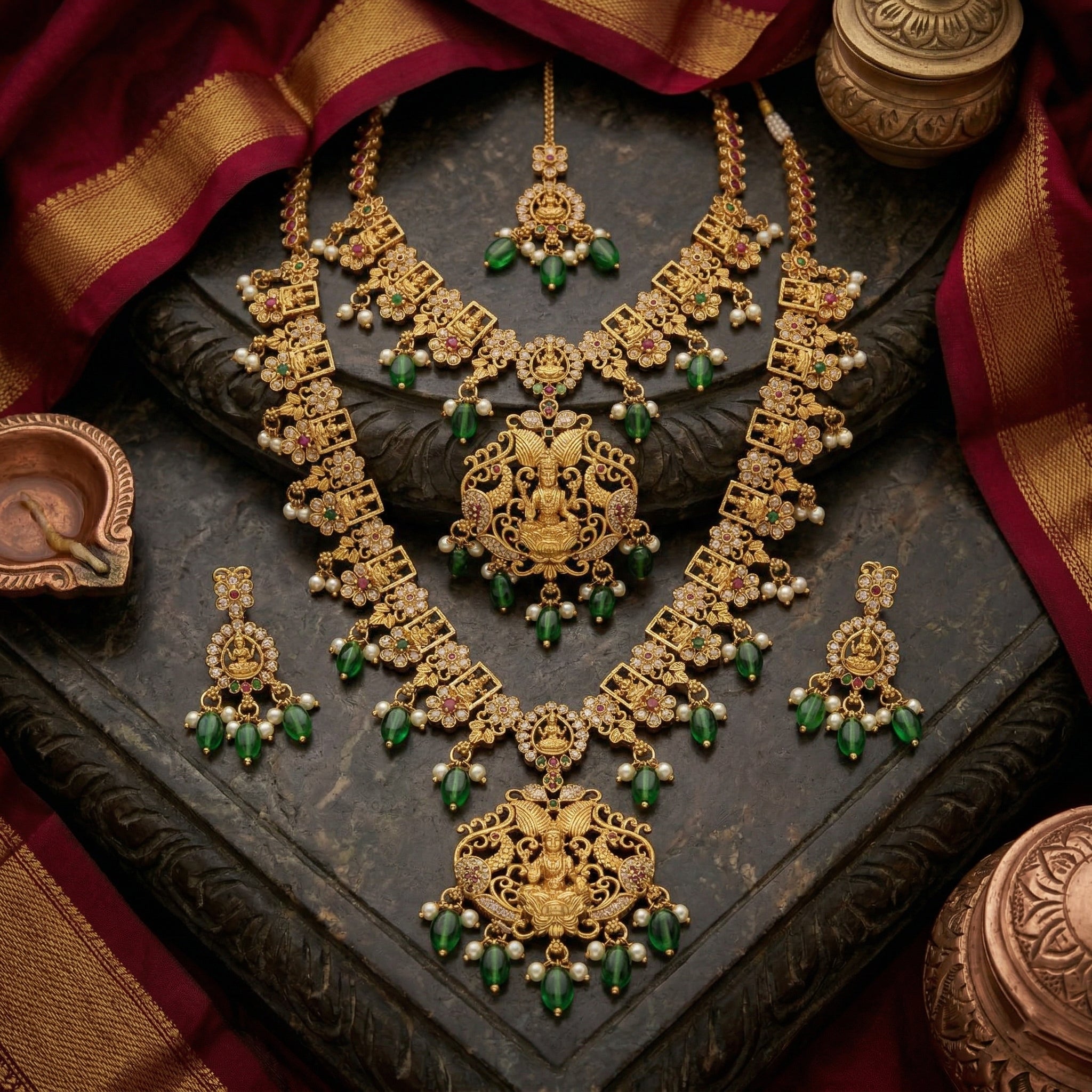 Maharani Temple Grand Statement Jewellery Set