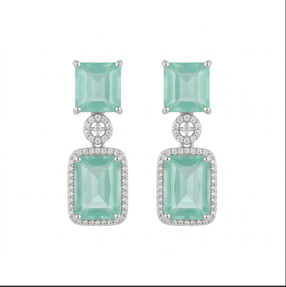 Regal Geometry American Diamond Necklace Set (Rhodium Plated)