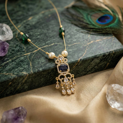 Minimal Luxe American Diamond Pendant Necklace (Gold Plated)
