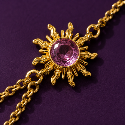 Solara Sunburst Hand Harness Ring Bracelet (Hath Phool)