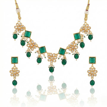 Emerald Blossom Kundan Necklace Set
