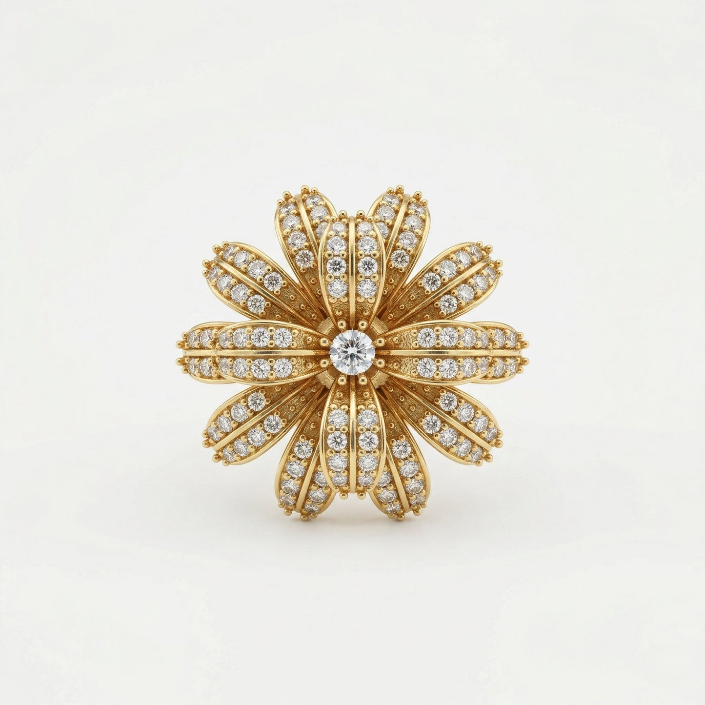 Antique Finish Gold Plated AD Cocktail Ring – Brass Statement Ring