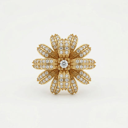 Antique Finish Gold Plated AD Cocktail Ring – Brass Statement Ring