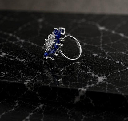 Floral AAA American Diamond Brass Statement Ring| Daisy Flower Cocktail Ring for Women