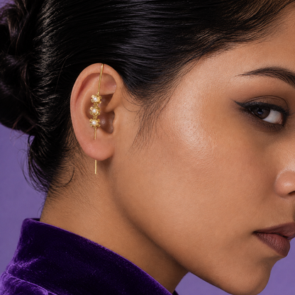Perline Pearl Ear Crawler Cuff Earrings