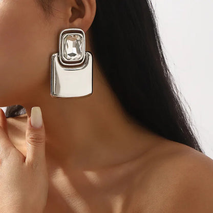 Mirror Muse Geometric Glass Stone Statement Earrings