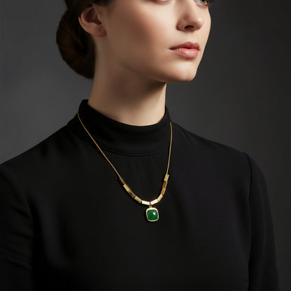 GeoGrace – Square Green Pendant Necklace