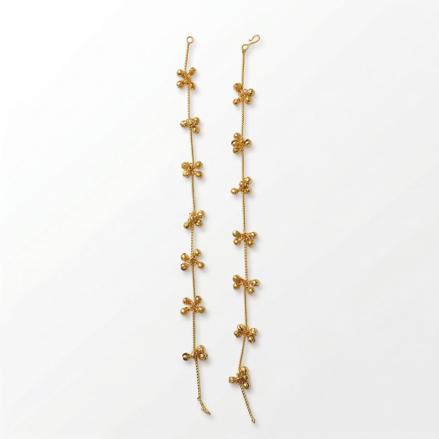 Minimalist Gold Bead Cluster Payal | Brass Gold Plated Anklet for Women | Set of 2