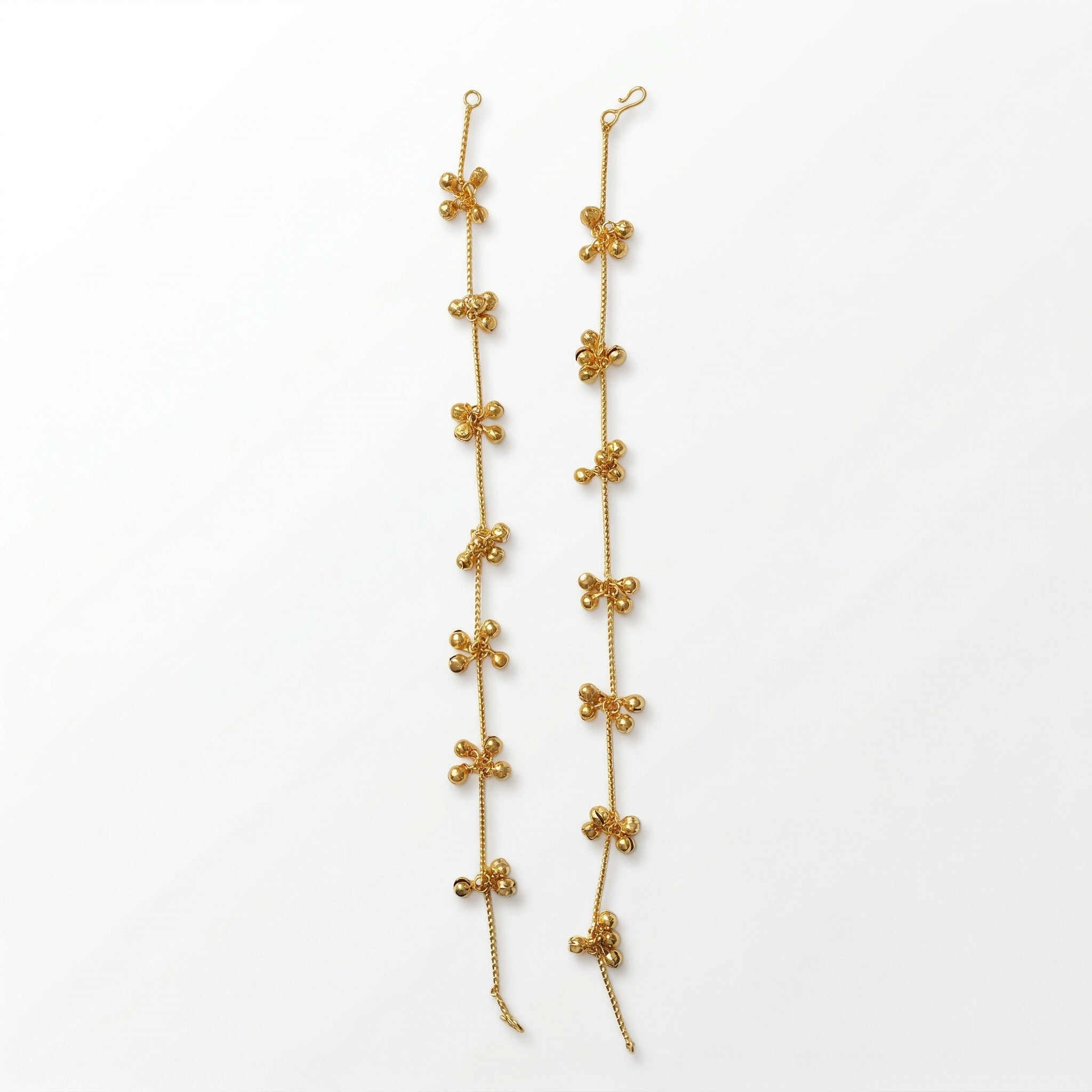 Minimalist Gold Bead Cluster Payal | Brass Gold Plated Anklet for Women | Set of 2