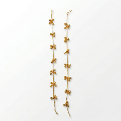 Minimalist Gold Bead Cluster Payal | Brass Gold Plated Anklet for Women | Set of 2