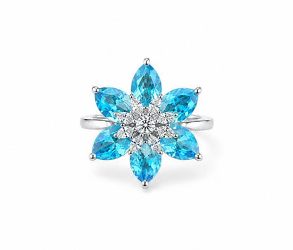 Floral AAA American Diamond Brass Statement Ring| Daisy Flower Cocktail Ring for Women