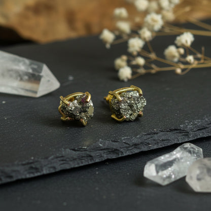 Pyrite Halo Stud Earrings